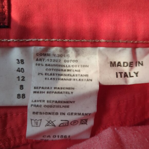 Tuzzi Italy Women's  Coral Orange Stretch Soft Denim Pants, Size US 10, F 40 - Picture 4 of 5